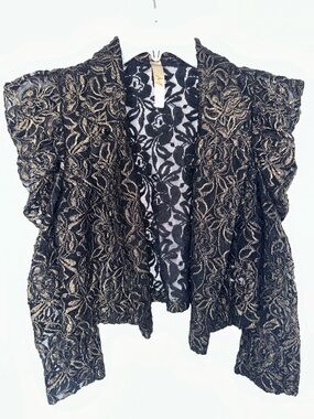 Women’s Black Lace & Metallic Gold  Blazer